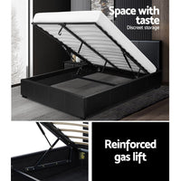 Thumbnail for Artiss Bed Frame Queen Size Gas Lift Black NINO