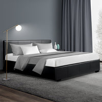 Thumbnail for Artiss Bed Frame Queen Size Gas Lift Black NINO