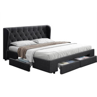 Thumbnail for Artiss Bed Frame King Size with 4 Drawers Charcoal MILA