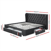 Thumbnail for Artiss Bed Frame King Size with 4 Drawers Charcoal MILA