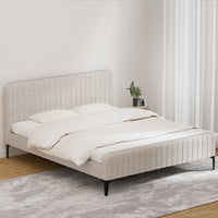 Thumbnail for Artiss Bed Frame King Size Beige AMMY