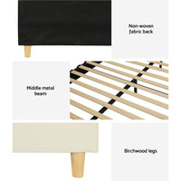 Thumbnail for Artiss Bed Frame King Size Velvet Cream ELLA