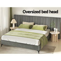 Thumbnail for Artiss Bed Frame King Size Velvet Grey LOTT