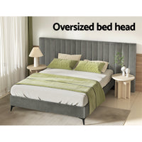 Thumbnail for Artiss Bed Frame Queen Size Velvet Grey LOTT