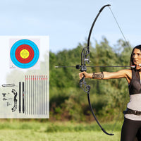 Thumbnail for Everfit 55lbs Bow Arrow Set Recurve Takedown Archery Hunting for Beginner Red