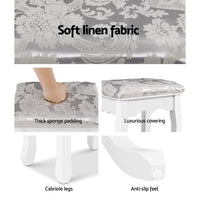 Thumbnail for Artiss Dressing Table Stool Velvet White