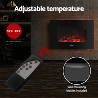 Thumbnail for Devanti Electric Fireplace Fire Heater 2000W Black