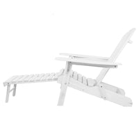 Thumbnail for Gardeon 3PC Adirondack Outdoor Table and Chairs Wooden Sun Lounge Beach Patio White