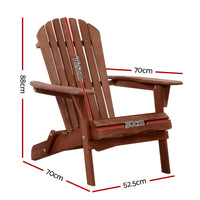 Thumbnail for Gardeon Adirondack Outdoor Chairs Wooden Foldable Beach Chair Patio Furniture Brown