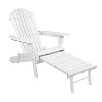 Thumbnail for Gardeon Adirondack Outdoor Chairs Wooden Foldable Sun Lounge Patio Furniture White