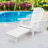 Thumbnail for Gardeon Adirondack Outdoor Chairs Wooden Foldable Sun Lounge Patio Furniture White