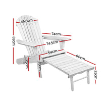 Thumbnail for Gardeon 2PC Adirondack Outdoor Chairs Wood Foldable Sun Lounge Patio Furniture