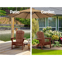 Thumbnail for Gardeon 3PC Adirondack Outdoor Table and Chairs Wooden Foldable Beach Chair Brown