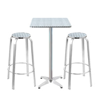 Thumbnail for Gardeon 3-Piece Outdoor Bar Set Bistro Table Stools Adjustable Square Cafe