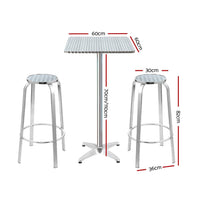 Thumbnail for Gardeon 3-Piece Outdoor Bar Set Bistro Table Stools Adjustable Square Cafe