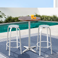 Thumbnail for Gardeon 3-Piece Outdoor Bar Set Bistro Table Stools Adjustable Wooden Cafe