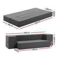 Thumbnail for Giselle Bedding Foldable Mattress Folding Foam Sofa Bed Chair Grey