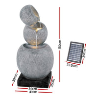 Thumbnail for Gardeon Solar Fountain Water Feature Bird Bath Garden LED Light 80CM Grey