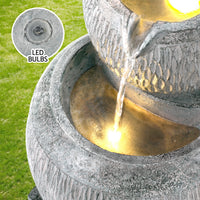 Thumbnail for Gardeon Solar Fountain Water Feature Bird Bath Garden LED Light 80CM Grey