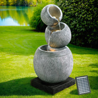 Thumbnail for Gardeon Solar Fountain Water Feature Bird Bath Garden LED Light 80CM Grey