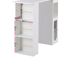 Thumbnail for Artiss Bar Table Storage Cabinet Dining Wine Rack Home Office Desk Extendable