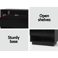 Thumbnail for Artiss Bedside Table LED with 2 Shelves - HANA Black