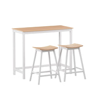 Thumbnail for Artiss Bar Table and Stools Set Dining Desk Solid Wood Kitchen Chairs Cafe Pub