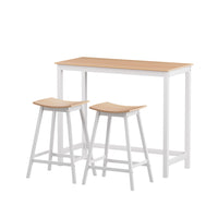 Thumbnail for Artiss Bar Table and Stools Set Dining Desk Solid Wood Kitchen Chairs Cafe Pub