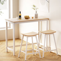 Thumbnail for Artiss Bar Table and Stools Set Dining Desk Solid Wood Kitchen Chairs Cafe Pub