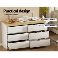 Thumbnail for Artiss 6 Chest of Drawers Cabinet Dresser Table Tallboy Storage Bedroom White