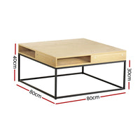 Thumbnail for Artiss Coffee Table Storage Shelf Metal Frame