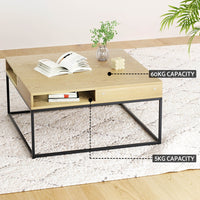 Thumbnail for Artiss Coffee Table Storage Shelf Metal Frame