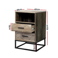 Thumbnail for Artiss Bedside Table 2 Drawers with Shelf - BADAN