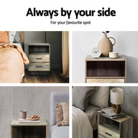 Thumbnail for Artiss Bedside Table 2 Drawers with Shelf - BADAN