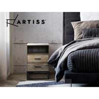 Thumbnail for Artiss Bedside Table 2 Drawers with Shelf - BADAN