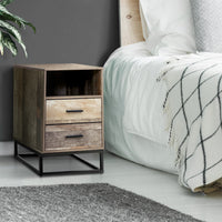 Thumbnail for Artiss Bedside Table 2 Drawers with Shelf - BADAN