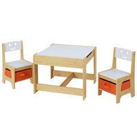Thumbnail for Keezi 3PCS Kids Table and Chairs Set Activity Desk Chalkboard Toys Storage Box