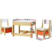 Thumbnail for Keezi 3PCS Kids Table and Chairs Set Activity Desk Chalkboard Toys Storage Box