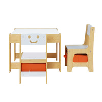 Thumbnail for Keezi 3PCS Kids Table and Chairs Set Activity Desk Chalkboard Toys Storage Box
