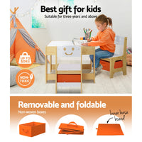 Thumbnail for Keezi 3PCS Kids Table and Chairs Set Activity Desk Chalkboard Toys Storage Box