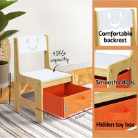 Thumbnail for Keezi 3PCS Kids Table and Chairs Set Activity Desk Chalkboard Toys Storage Box