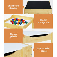 Thumbnail for Keezi 3PCS Kids Table and Chairs Set Activity Desk Chalkboard Toys Storage Box