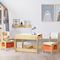 Thumbnail for Keezi 3PCS Kids Table and Chairs Set Activity Desk Chalkboard Toys Storage Box