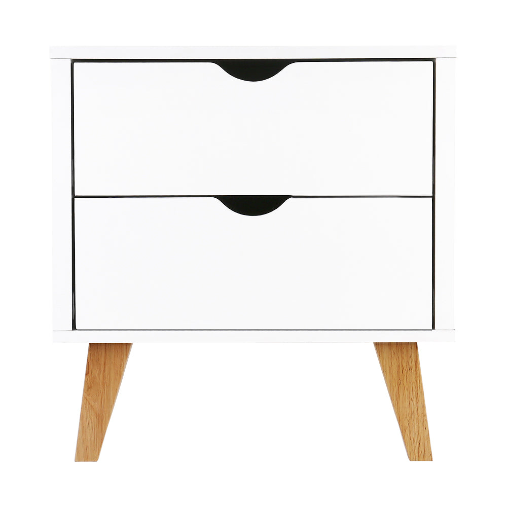 Artiss Bedside Table 2 Drawers - ANDERS White