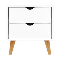 Thumbnail for Artiss Bedside Table 2 Drawers - ANDERS White