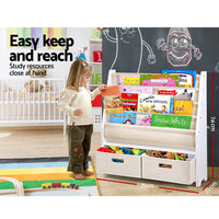 Thumbnail for Keezi 4 Tiers Kids Bookshelf Magazine Rack Children Bookcase Organiser Drawer