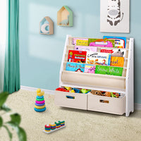 Thumbnail for Keezi 4 Tiers Kids Bookshelf Magazine Rack Children Bookcase Organiser Drawer