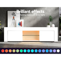 Thumbnail for Artiss Entertainment Unit TV Cabinet LED 130cm White Angus