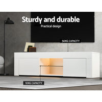 Thumbnail for Artiss Entertainment Unit TV Cabinet LED 130cm White Angus