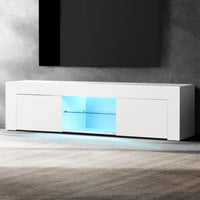 Thumbnail for Artiss Entertainment Unit TV Cabinet LED 130cm White Angus